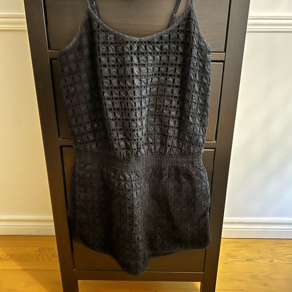 Black eyelet romper